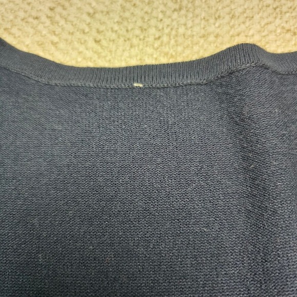 Navy Blue Whimsy Goth Ruffle Statement Sleeve with Swiss Dot Top L - Picture 9 of 10